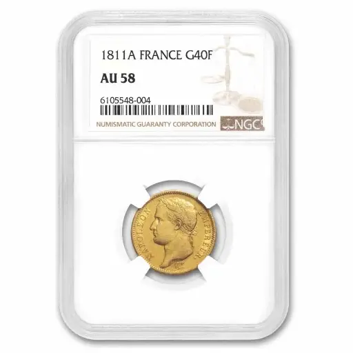 [2025298106] 1811-A フランス 金貨 40 フラン ナポレオン AU-58 NGC